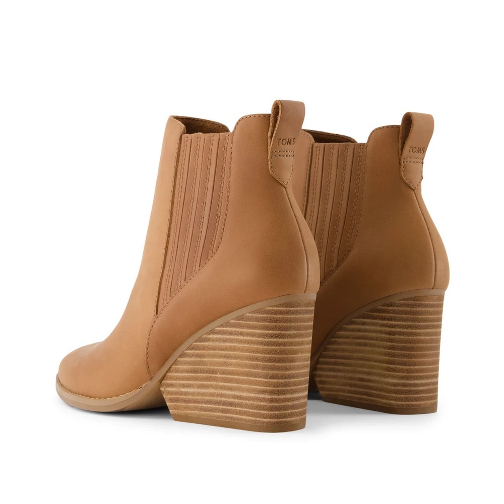 TOMS Noa Leather Ankle Boots Brown Sugar NWT Women’s Size 8.5 Block Heel Booties